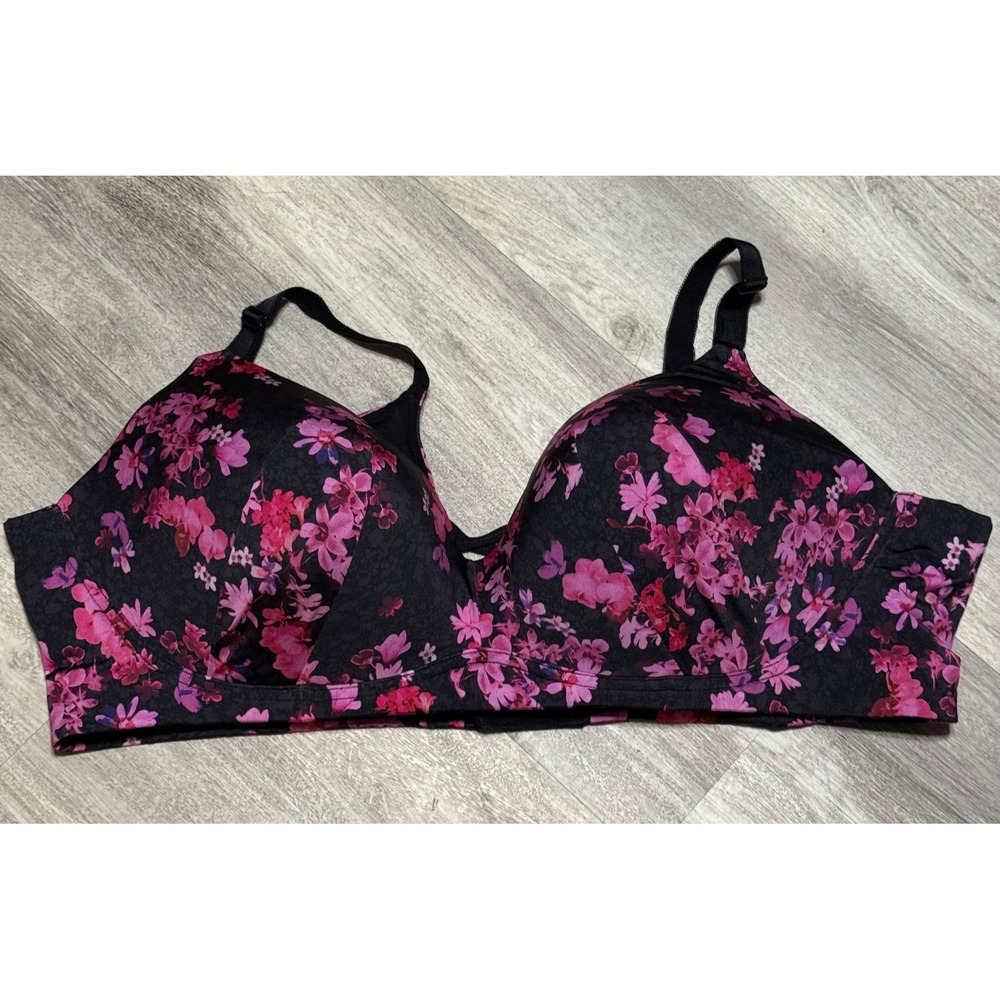 Torrid Curve Floral Print Underwire Bra‎ Plus Size Black Pink